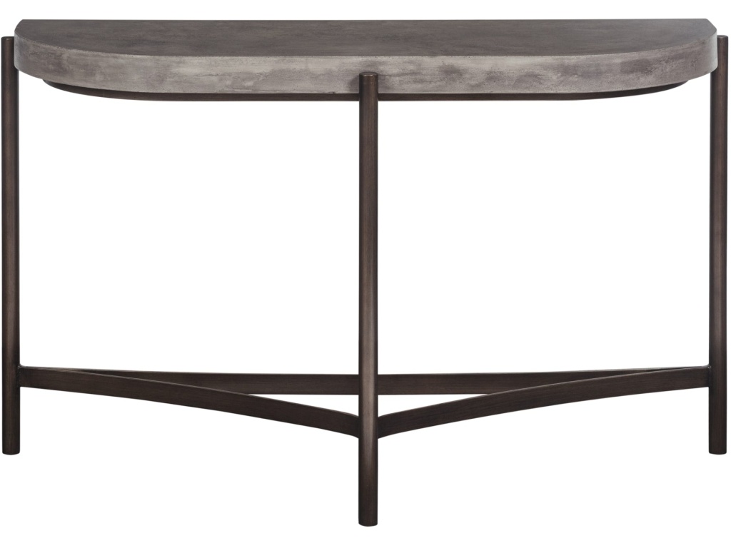 Lyon Semi-circular Natural Concrete and Metal Console Table - image 2