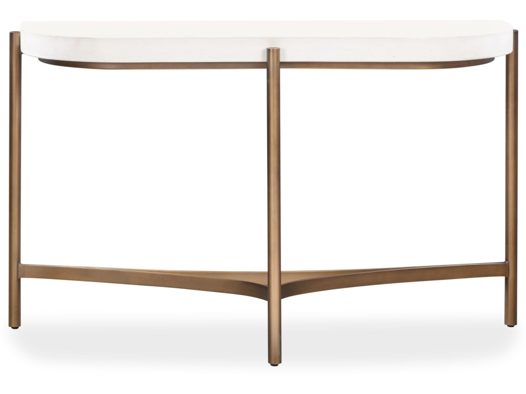 Lyon Semi-circular White Concrete and Metal Console Table - image 1