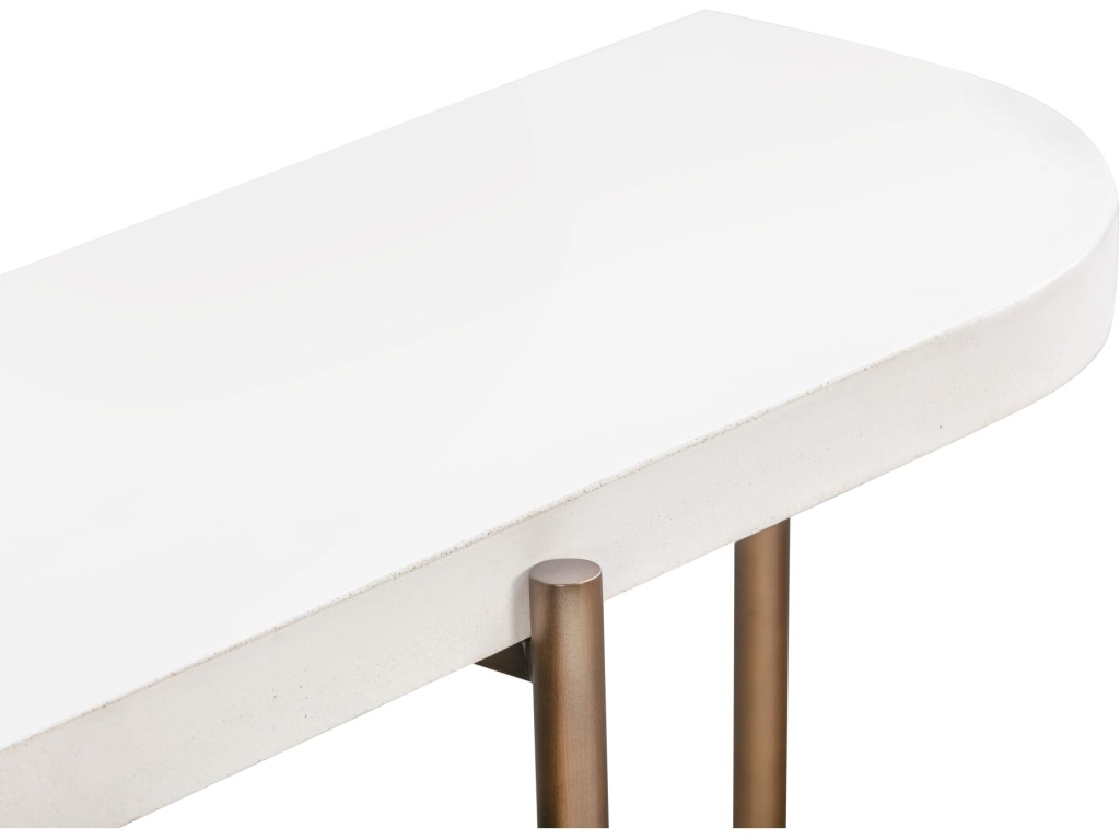 Lyon Semi-circular White Concrete and Metal Console Table - image 3