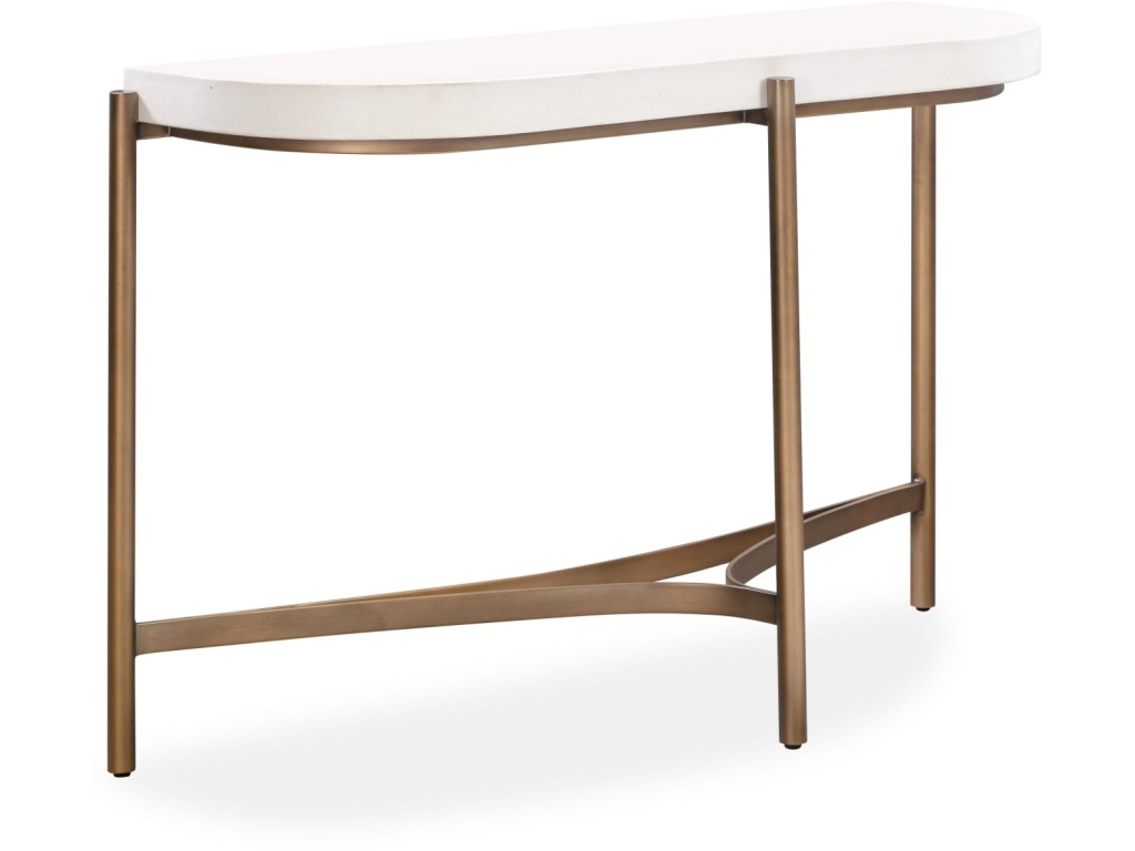 Lyon Semi-circular White Concrete and Metal Console Table - main image