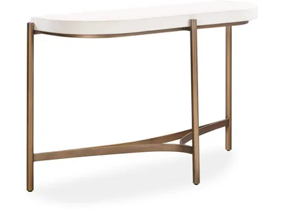 Lyon Semi-circular White Concrete and Metal Console Table