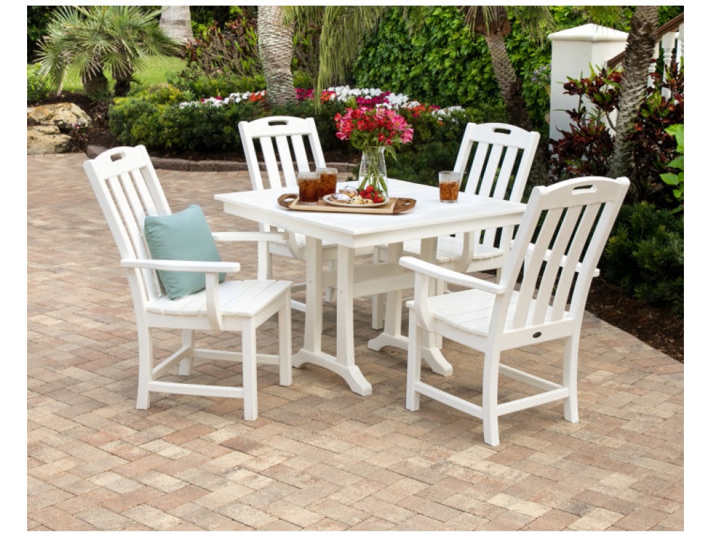Trex Outdoor Furniture Yacht Club 5-Piece Farmhouse Trestle Arm Chair Dining Set, alternate view 1