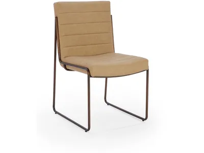 Madison Metal Frame Dining Chair in Honey Synthetic Leather