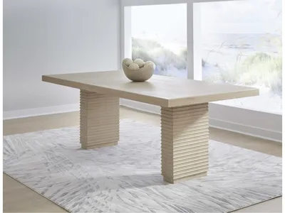 Magnolia Double Pedestal Wooden Dining Table in Daffodil