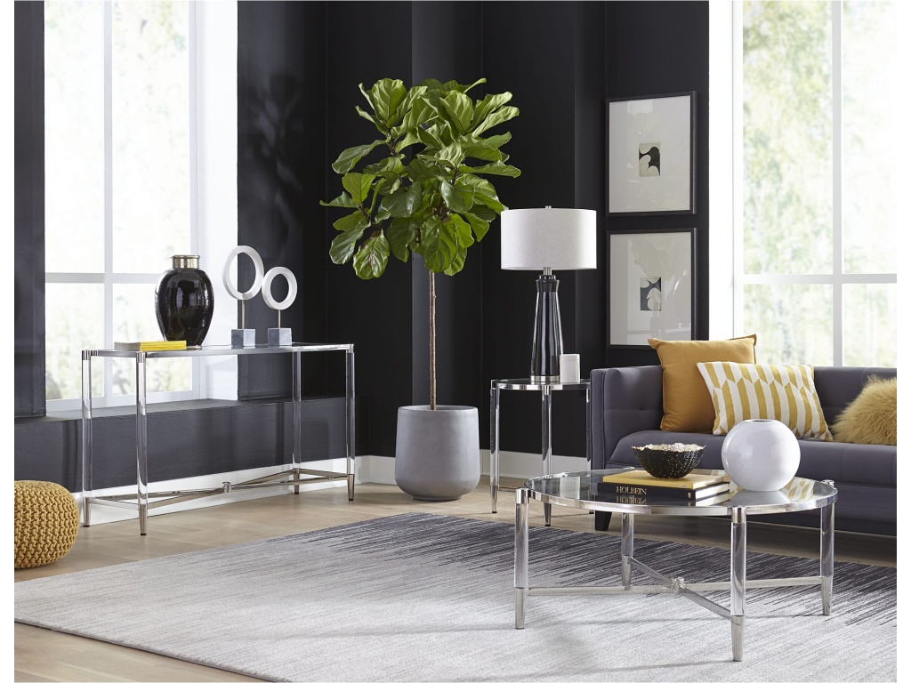Marilyn Glass Top and Steel Base Rectangular Console Table - image 1