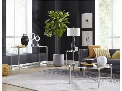 Marilyn Glass Top and Steel Base Rectangular Console Table - Alternative View