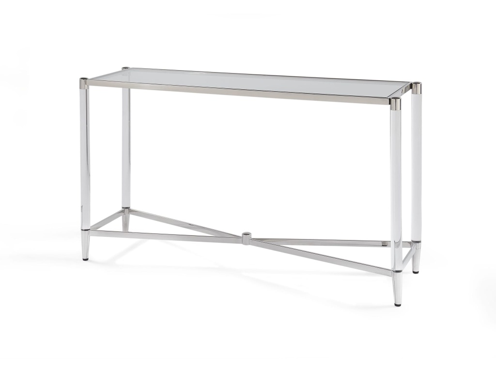 Marilyn Glass Top and Steel Base Rectangular Console Table - image 2