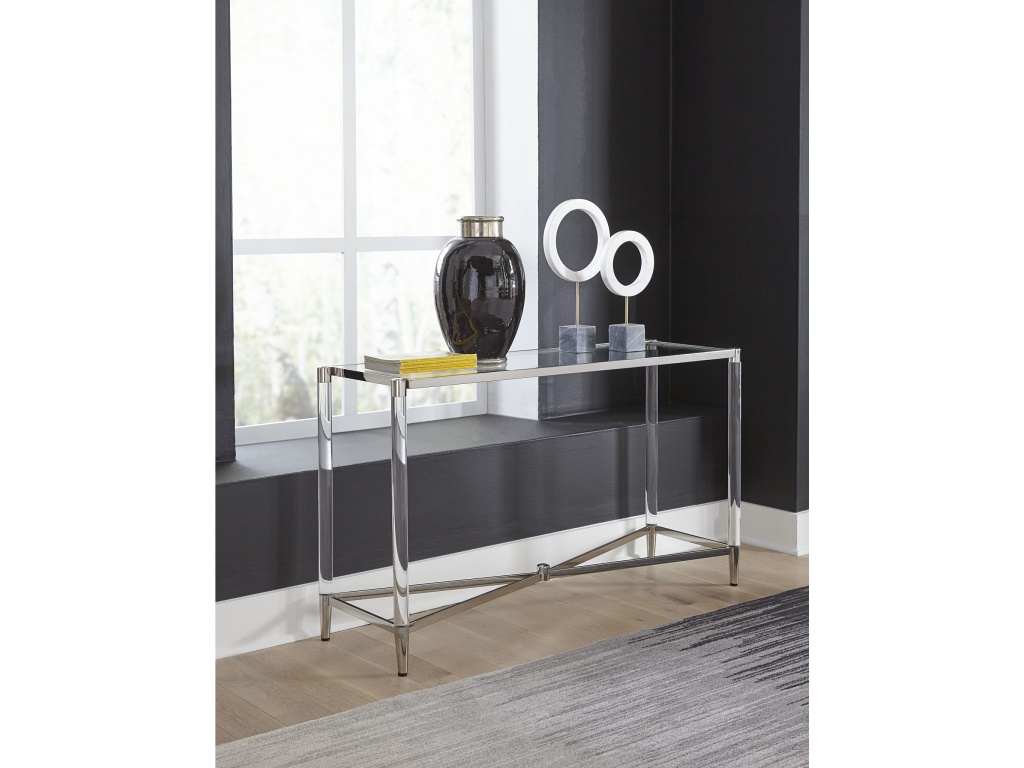 Marilyn Glass Top and Steel Base Rectangular Console Table - main image