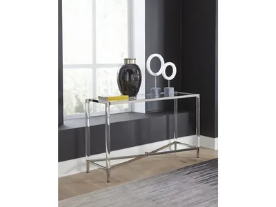 Marilyn Glass Top and Steel Base Rectangular Console Table