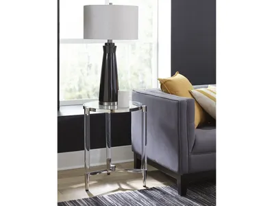 Marilyn Glass Top and Steel Base Round End Table