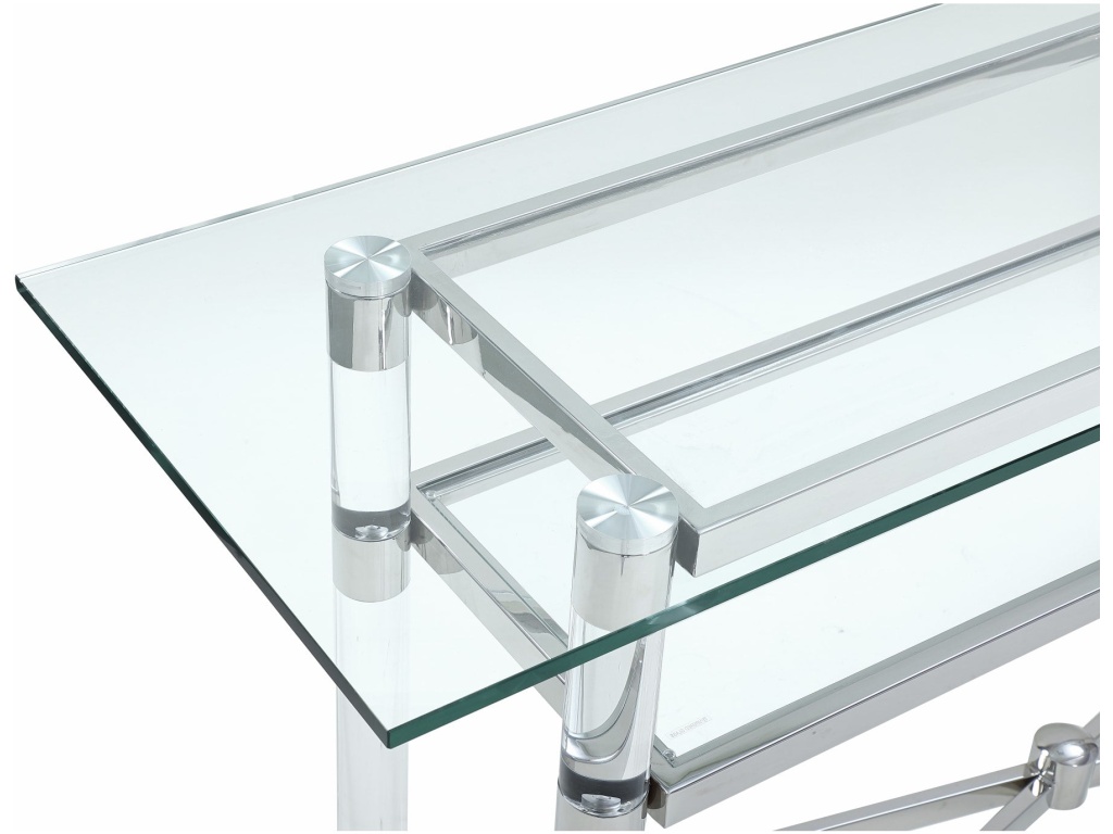 Marilyn Glass Top Dining Server in Polished Stainless Steel and Clear Acrylic - image 1