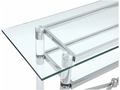 Marilyn Glass Top Dining Server in Polished Stainless Steel and Clear Acrylic