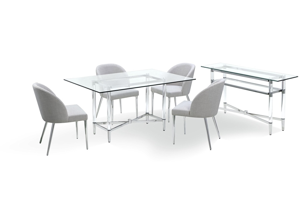 Marilyn Glass Top Dining Server in Polished Stainless Steel and Clear Acrylic - image 2