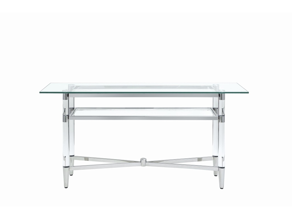 Marilyn Glass Top Dining Server in Polished Stainless Steel and Clear Acrylic - image 3
