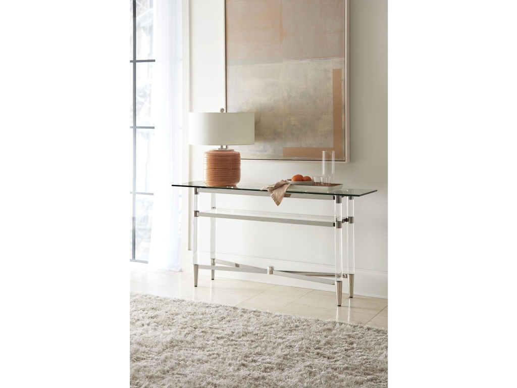 Marilyn Glass Top Dining Server in Polished Stainless Steel and Clear Acrylic - image 4