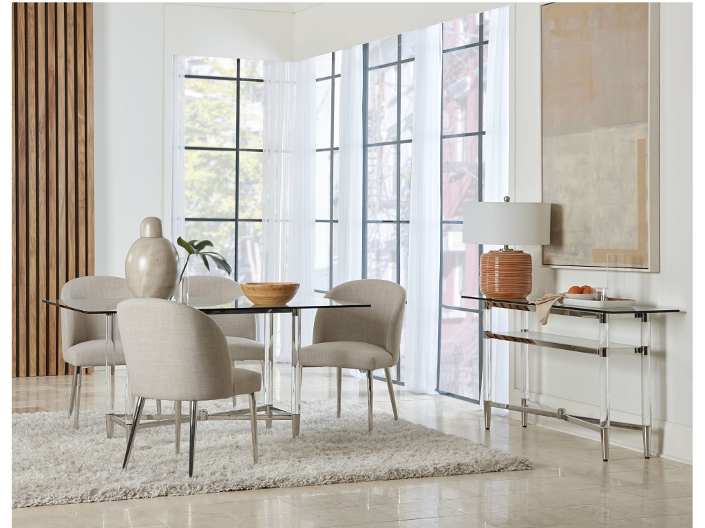 Marilyn Glass Top Dining Server in Polished Stainless Steel and Clear Acrylic - image 5
