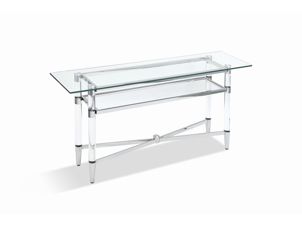 Marilyn Glass Top Dining Server in Polished Stainless Steel and Clear Acrylic - main image