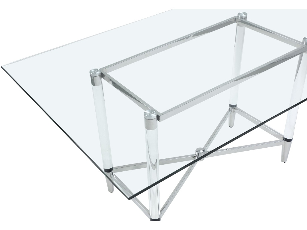 Marilyn Glass Top Dining Table in Polished Stainless Steel and Clear Acrylic - image 1