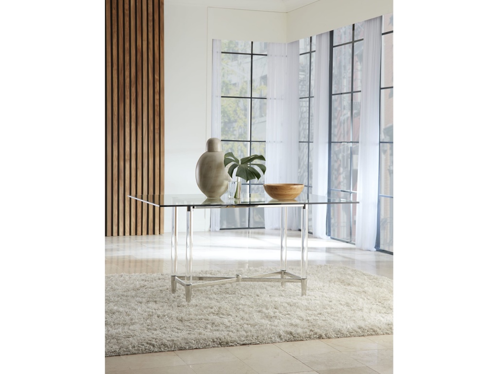 Marilyn Glass Top Dining Table in Polished Stainless Steel and Clear Acrylic - image 5