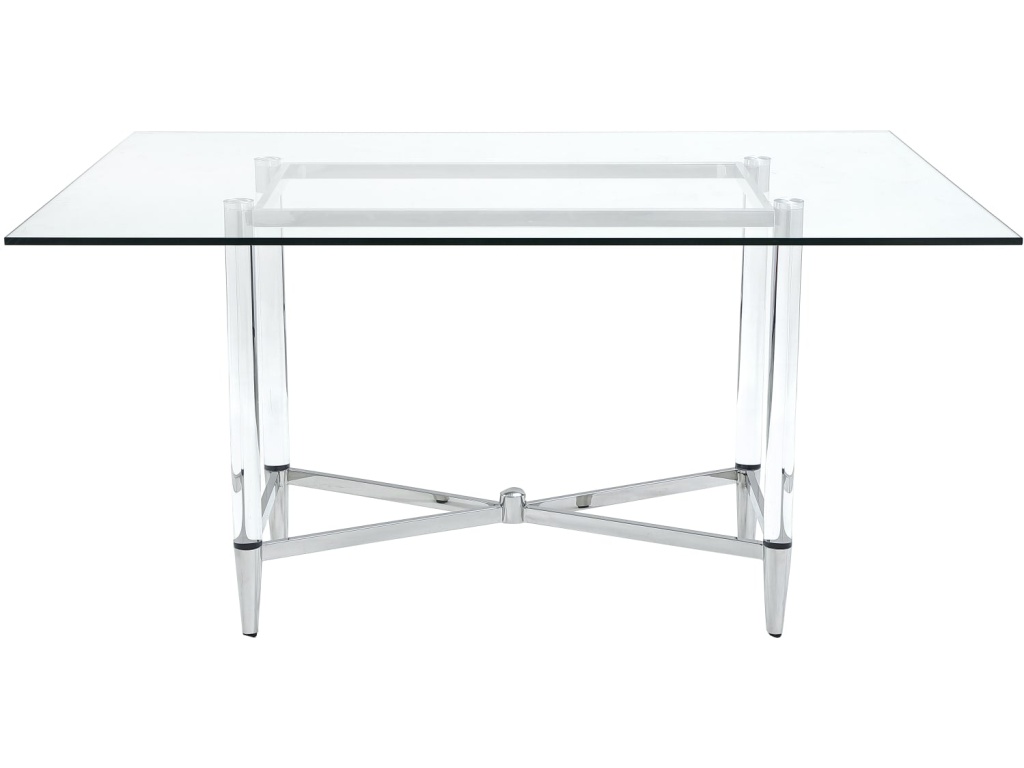 Marilyn Glass Top Dining Table in Polished Stainless Steel and Clear Acrylic - main image