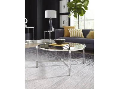 Mariyln Glass Top and Steel Base Round Coffee Table