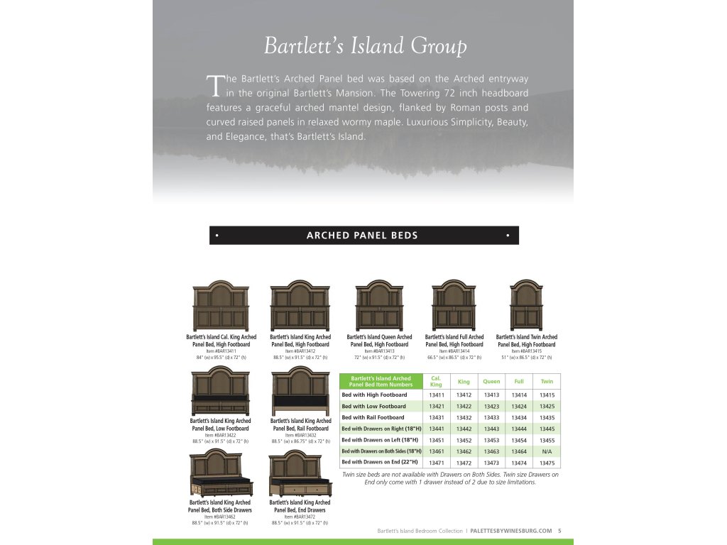 Bartletts Island Arched Panel Bed with High Footboard - image 2