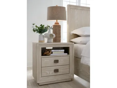 Maxime Two Drawer USB-Charging Nightstand in Ash