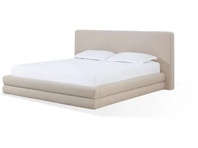 Maya Upholstered Platform Bed in Brun Boucle