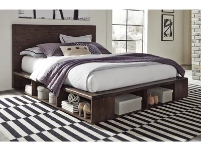 McKinney Solid Wood Low Platform Storage Bed in Espresso Pine