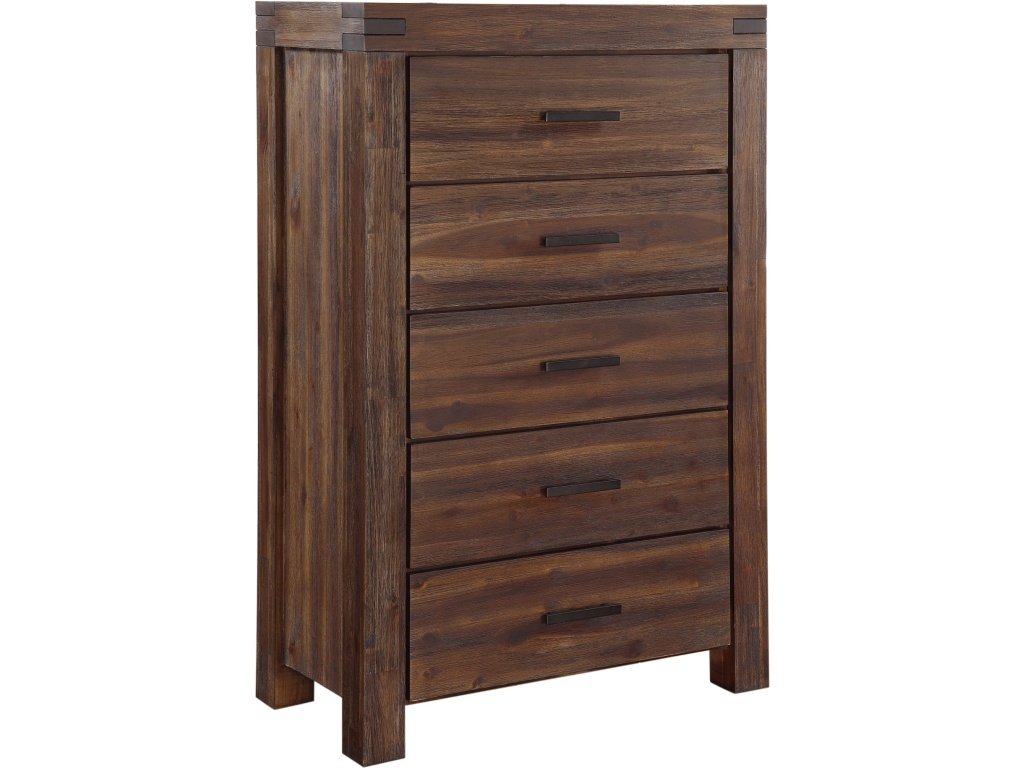 Meadow Five Drawer Solid Wood Chest in Brick Brown (2024) - image 2