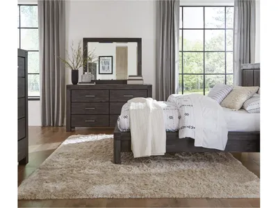 Meadow Solid Wood Beveled Glass Solid Wood Mirror in Graphite