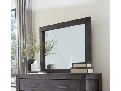 Meadow Solid Wood Beveled Glass Solid Wood Mirror in Graphite