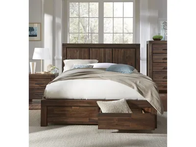 Meadow Solid Wood Footboard Storage Bed in Brick Brown - Alternative View