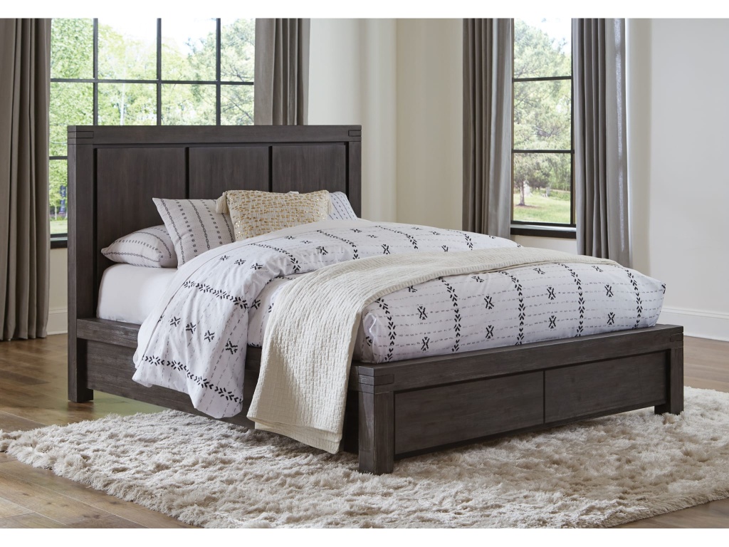 Meadow Solid Wood Footboard Storage Bed in Graphite - main image