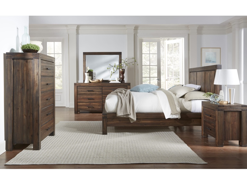 Meadow Solid Wood Platform Bed in Brick Brown - main image