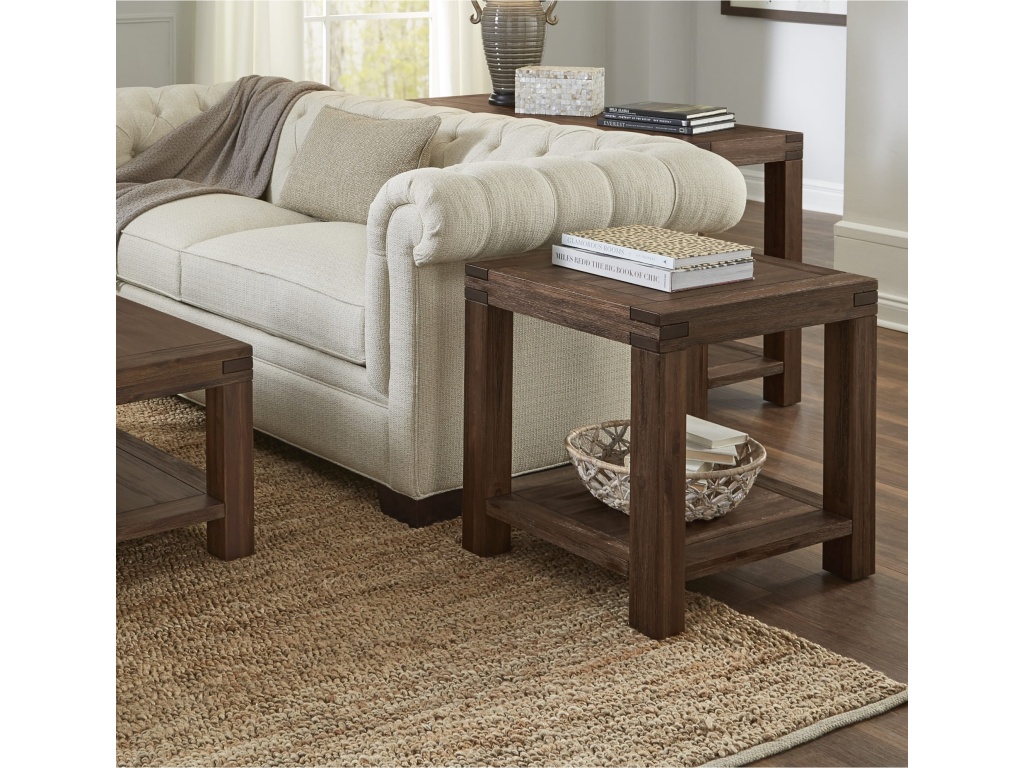 Meadow Solid Wood Rectangular Side Table in Brick Brown - image 1