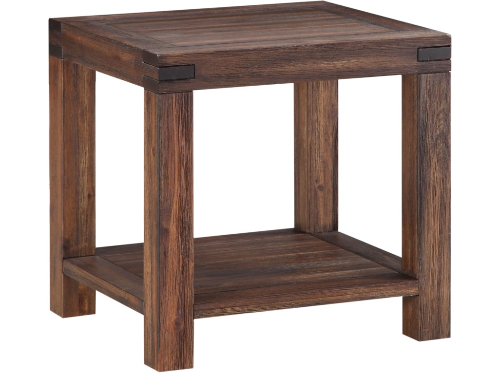 Meadow Solid Wood Rectangular Side Table in Brick Brown - image 2