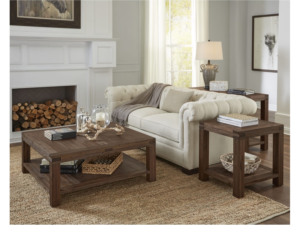 Meadow Solid Wood Square Coffee Table in Brick Brown - image 1