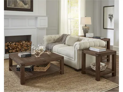 Meadow Solid Wood Square Coffee Table in Brick Brown