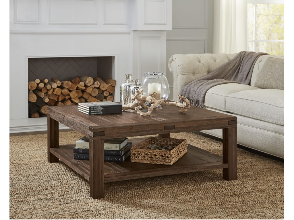 Meadow Solid Wood Square Coffee Table in Brick Brown - main image