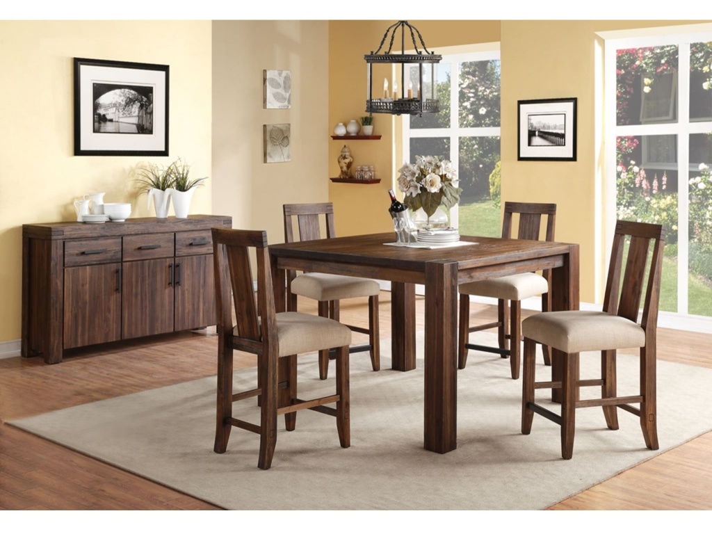 Meadow Solid Wood Square Counter Table in Brick Brown - image 1