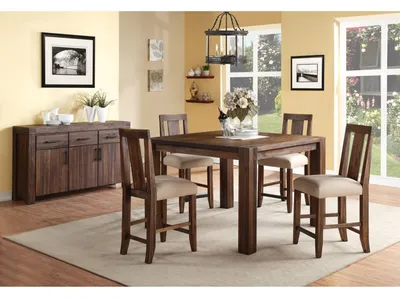 Meadow Solid Wood Square Counter Table in Brick Brown