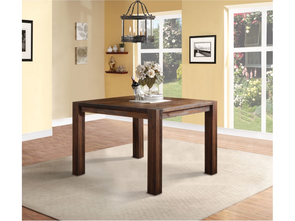 Meadow Solid Wood Square Counter Table in Brick Brown - main image
