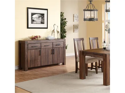 Meadow Three Drawer Three Door Solid Wood Sideboard in Brick Brown