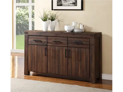 Meadow Three Drawer Three Door Solid Wood Sideboard in Brick Brown