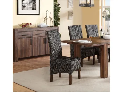 Meadow Wicker Dining Chair in Brick Brown