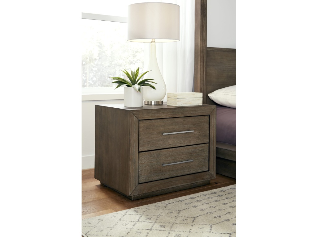 Melbourne Two Drawer Nightstand with USB in Dark Pine - main image