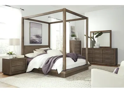 Melbourne Wood Canopy Bed in Dark Pine