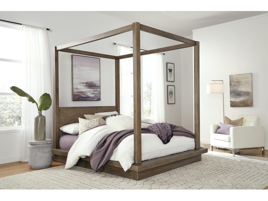 Melbourne Wood Canopy Bed in Dark Pine - image 1