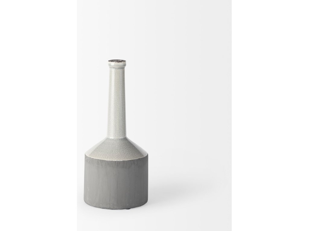 14.2H Medium Two Tone Gray Ceramic Jug Vase - image 1